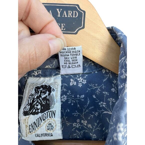 Kennington Shirt Mens XL Button Down Classic Fit Floral Graphics Blue Cotton - Picture 2 of 6